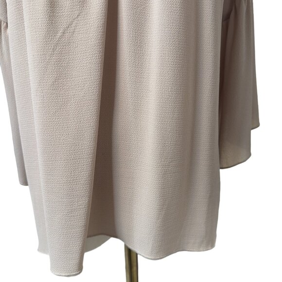 2/$30 Becca M Taupe Beige Textured 3/4 Sleeve Top Tie Detail Polyester - Picture 9 of 13